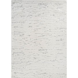 Beverly Rug Micro Loop Area Rug White/Gray 5x7 Abstract Modern Luxury Brushstroke Durable Soft Indoor Rugs for Living Dining Room Office Stain Resistant Non Shedding Casual Indoor Carpet 5 x 7
