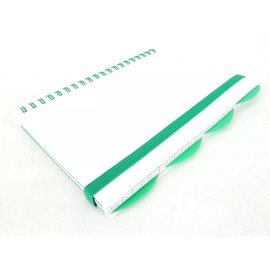 Sweda Wire Bound Notebook w/4 Dividers, White w/Green Accent, Elastic Closure, #MP499