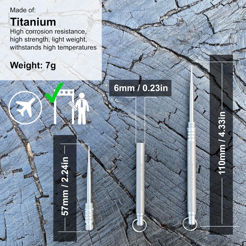 aZengear Titanium Toothpick with Keychain Holder – Portable Reusable Metal