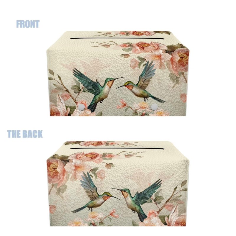 ZUXONGSY Hummingbird Leather Tissue Box Cover Rectangle Rose Tissue Holder