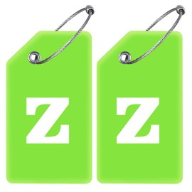 Initial Luggage Tag 2 Pack, Silicone Luggage Tags for Suitcases with Privacy Name ID Card and Metal Loops, Travel Bag Tags for Luggage (Z)