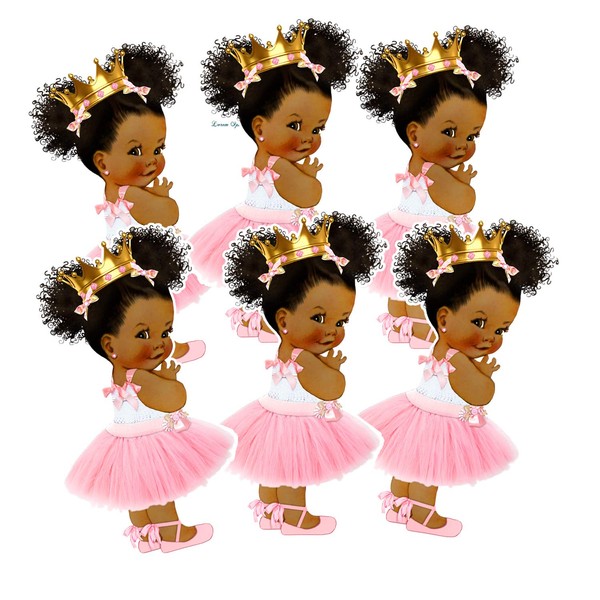 Baby Princess Party Cut-Outs, African American Princess Baby Shower Decoration (4.5 Inch (Pack of 24))