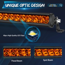 40 Inch Light Bar Slim 40" LED Light Bar Amber Spot Flood Offorad Driving Lights Roof Mounts Roof Rack Lights for UTV Polaris RZR Can-am x3 SxS Wrangler Truck Pickup SUV