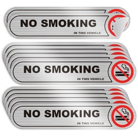 12 Pack No Smoking in this Vehicels Sign Sticker for Car, 5x1 inch Brushed Silver Vinyl Self-adhesive No Smoking Sign Sticker Decal