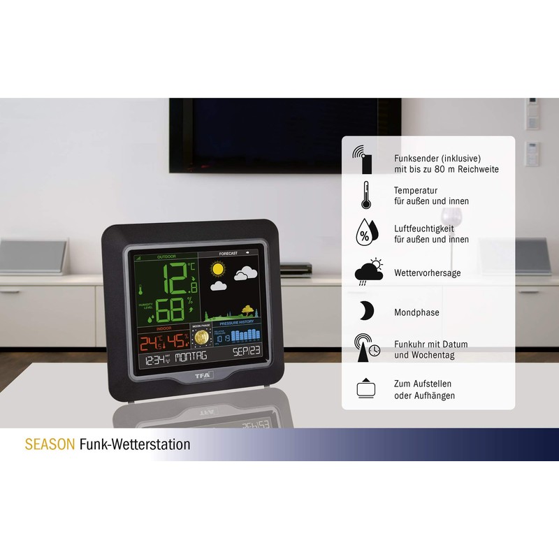 Season TFA 35.1150.01 Wireless Weather Station with Colour Display