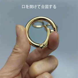 [TRkin] Round Elbow Clavina Keychain, 5 Pieces, Outer Diameter 1.3 inches (33 mm) Round Hook/Ring Hook Keychain/Metal Parts (Black), gun color
