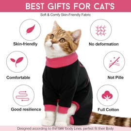 DENTRUN Cat Hair Sticky Onesie, Cat Recovery Suit for Female Male Cat After Surgery, Kitten Surgical Cone Alternative Shirts Hair Spreading Prevent Clothes, Cat Pajama Apparel for Cats Only, S