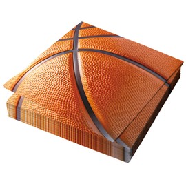 24Pcs Basketball Napkins,13*13 In Basketball Paper Napkins,2 Layer Basketball Pattern Napkins Disposable Paper Cocktail Napkins for Basketball Theme Birthday Party Decorations, Sports Party Supplies