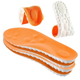 2 Pairs Inserts for Men & Women - 4D Cloud Shoe Insole Super Soft Comfort Memory Foam Inserts (Orange, Women: US 4-8.5)