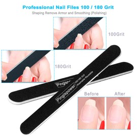 Pingispower Nail File and Buffer, 15PCS Professional Emery Boards Nail Files and Buffers Block for Natural Nails, 100/180 & 600/3000 Grit Double Sided & Reusable Manicure Pedicure Tools for Home Salon