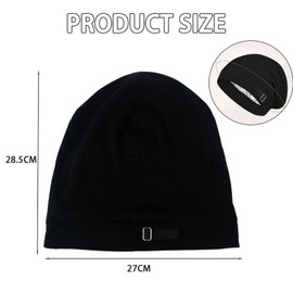 AYNKH Satin Hooded Sleeping Hat Unisex, Dual Side Adjustable Fleece Hat, Night Sleep Hair Care for Men and Women Black