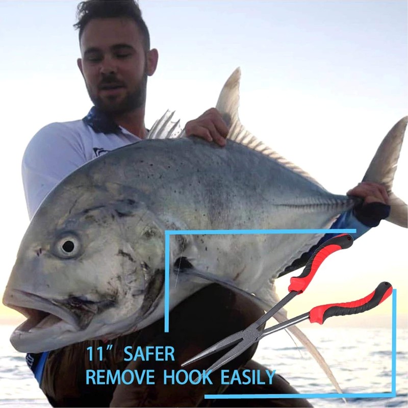 CRAZY SHARK Long Nose Fishing Pliers Hook Remover Tools 11