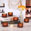 HAVITI 24 pcs Large Tea Light Holders, Amber Glass Candle