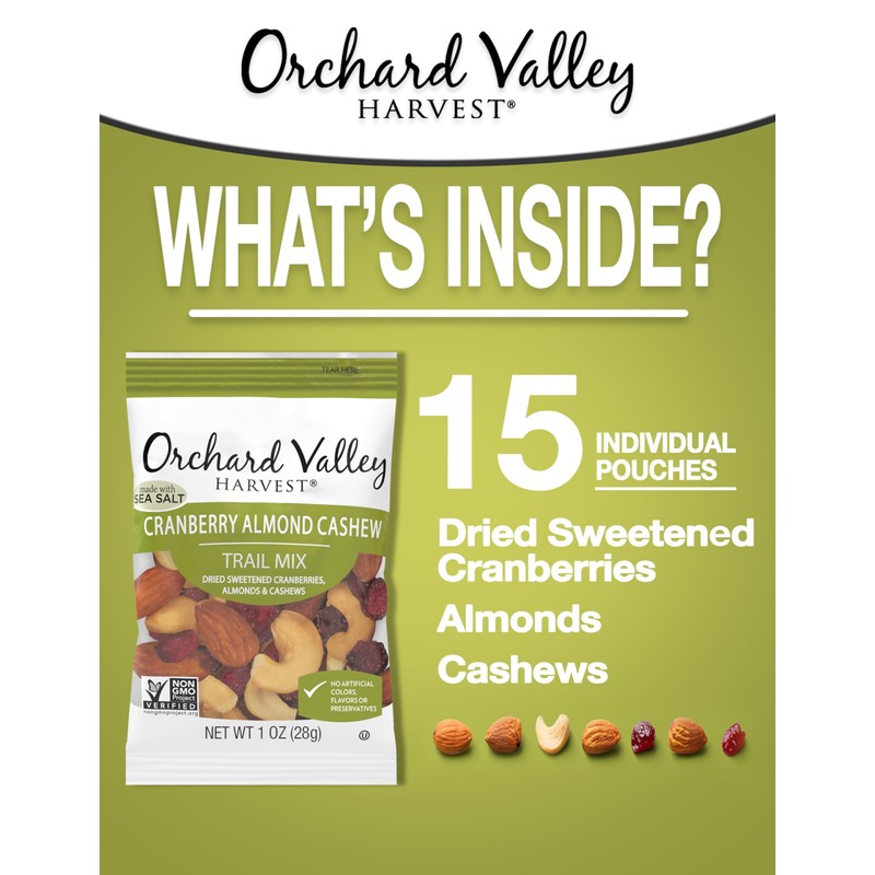 Orchard Valley Harvest Cranberry Almond Cashew Trail Mix, 1 Ounce