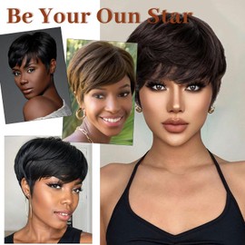 shufang Light Brown Bob Wig with Bangs for Black Women Natural Hair Synthetic Short Bob Wig with Bangs for Daily
