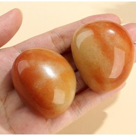 QINJIEJIE Yellow Jade Natural Gemstones Worry Stone Large Stone Healing Crystal Yellow Jade Smooth Crystals Stones 2 Pieces Tumbled Stones Polished Worry Stone Reiki Meditation