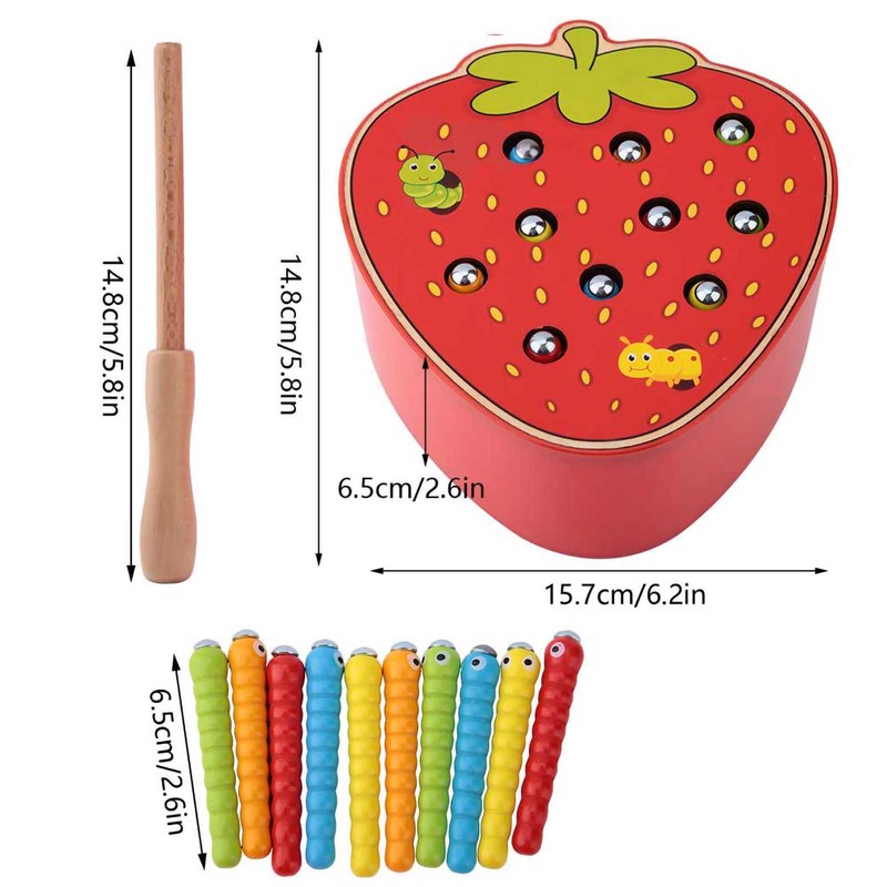 Capture Worm Magnetic Wooden Toy Kid Educational Intelligence Development Toys