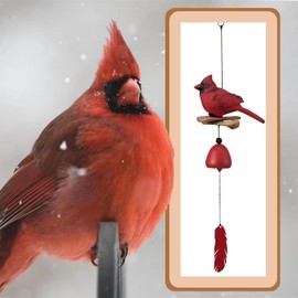 Gardenvy Cardinal Bird Wind Chime, Cardinal Gifts for Glory Mother's Love Gift, Bird Bell Chimes for Garden Backyard Church Hanging Decor, Red | Gardenvy