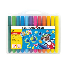 Eberhard Faber Colori 551224 Felt Tip Pens Set, 24 Thick Colouring Pens in Plastic Box