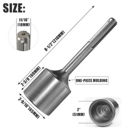SDS Max Shank T-Post Driver - 2-Inch Diameter Head, Compatible with SDS-Max Rotary and Demolition Hammers, Ideal for Driving T-Posts, Fence Posts, and Ground Rods