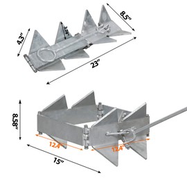 DorBuphan Boat Anchor 13 LBS, Hot-Dipped Galvanized Box Anchor with 16.5 Feet Black Elastic Rope & 100Feet Nylon Rope, Boat Slide Cube Anchor Suitable for Boats up to 24'
