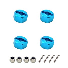 4-Pack 12mm Aluminum Wheel Hex Drive Hub Adaptor with M4 Locknut for RC Model Car(Blue)
