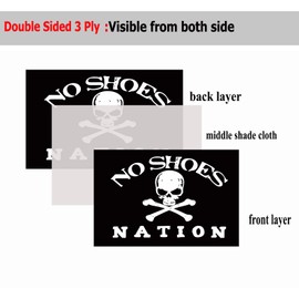 No Shoes Nation Pirate Flag 3x5 Outdoor Double Sided- No Shoes Flags 3 Ply Heavy Duty Fade Resistant for Outside Boat