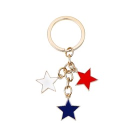 American Flag Enameled Keychain 4th of July Star Heart Keychain Patriotic Charms for Women-A