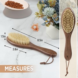 Takavu Cat Brush for Shedding, Gentle Grooming Brush with Natural White Boar Bristles and Wooden Handle for Sensitive Skin, Pet Cleaning Supplies Keeping Your Cat's Fur Hair Coat Healthy and Shiny