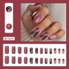 Medium Square Press on Nails Purple French Fake Nails Glitter