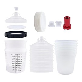 Poggapp Paint Sprayer Mixing Cup Liner and Cap Kit System for HVLP, Automotive Paint SprayGun 20 Oz (600 Ml) Set Kit