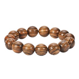 anzhongli Prayer Beads Bracelet 15MM for Men and Women Beaded Bracelet Sandalwood Elastic(15mm 15 Beads Tiger Skin)