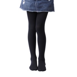 EVERSWE Girls Semi Opaque Footed Tights, Microfiber Tights (8-10, Black)