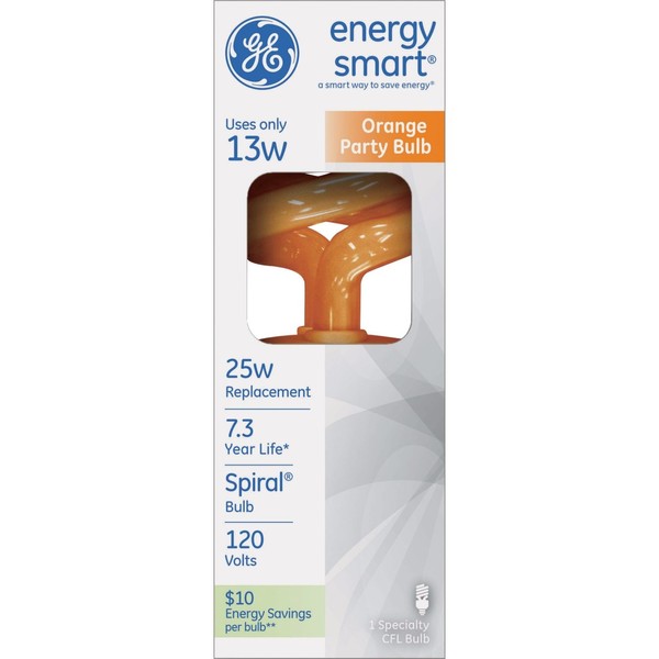 GE 78958 Energy Smart 13-Watt Spiral Compact Fluorescent Bulb, Orange