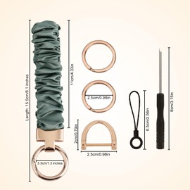 Tinoaly Key Bracelet, Elastic Bracelet with D-Ring Key Ring, Cute Key Ring, Suitable for Men and Women, Car Keys, Wallet, Cards, Army Green, M