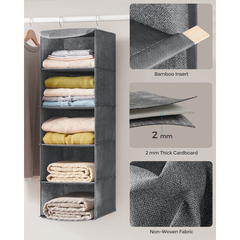 SONGMICS Hanging Closet Organizer, Hanging Storage Shelves, Hanging Closet Shelves,