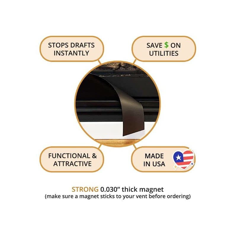 Draft Décor Magnetic Fireplace Vent Cover (40 Sizes & Sample)