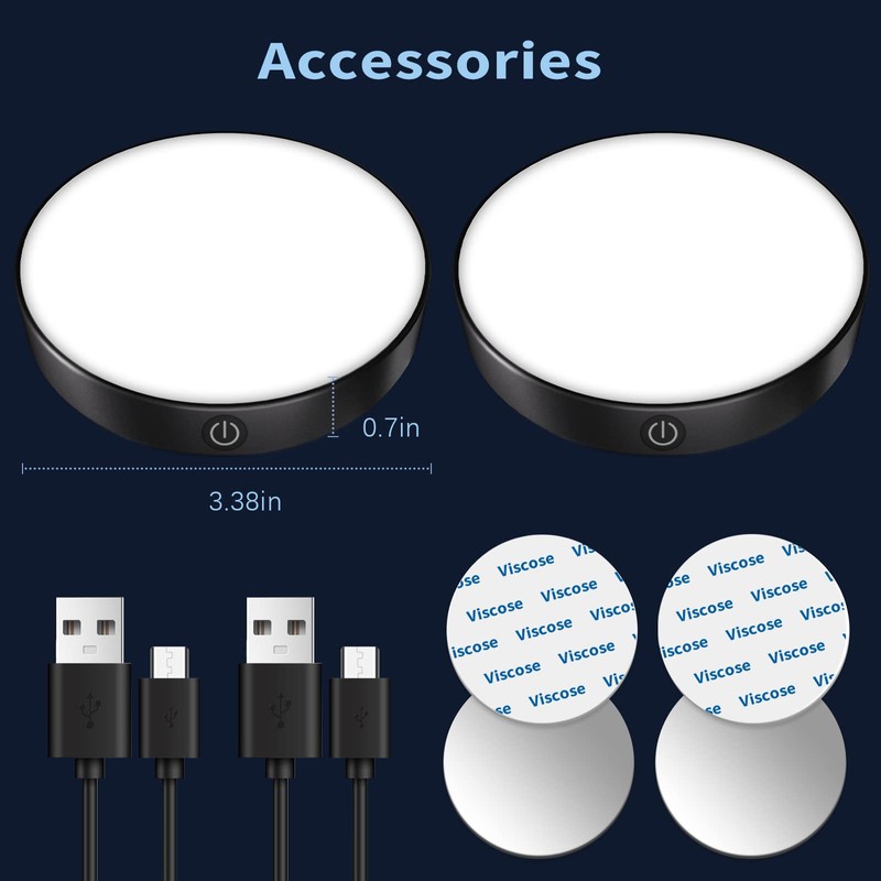 Ferswe Dimmable Touch Light, 3000K Rechargeable Touch Lights Stick on,