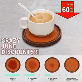 MinBoo Bamboo Coasters for Coffee Table Set of 6 Coasters for Drinks Absorbent with Holder Coffee Table Decor for Tabletop Protection Gifts for House Warming New Home & Wedding Tableware - Color: Dark Brown 6pcs