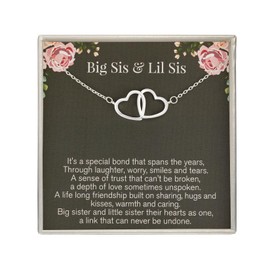 RareLove Sister Gifts from Sister Big Sister & Little Sister Necklace Big Sister Gifts for Sister Birthday Gifts 925 Sterling Silver Interlinked Double Heart Necklace for Women