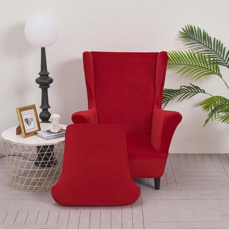 PENDEJATO Wing Chair Slipcovers, 2 Piece Stretch Wingback Chair Cover