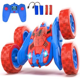 Spider Remote Control Car for Kids RC Stunt Cars for Boys 360°Rotating 4WD Electric Rechargeable Vehicle Toy Car for Boy Age 6-8 10-12 Spider Toys for 6 7 8 9 10 Year Old (Blue&Red)