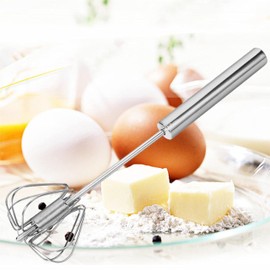 SUL Stainless Steel Spring Action Egg Whisk, Rotatory Whisk Blender, Egg Beater, Rotating, Push Whisk Mixer for Blending Beating, Stirring (Size 12inch)