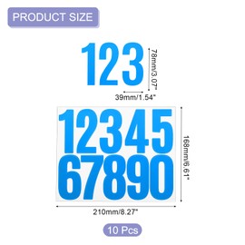 uxcell 10 Sheets Vinyl House Numbers, 3 Inch Waterproof Self-Adhesive Number Stickers for Mailbox, Sign, Window, Door, Address Number, Blue