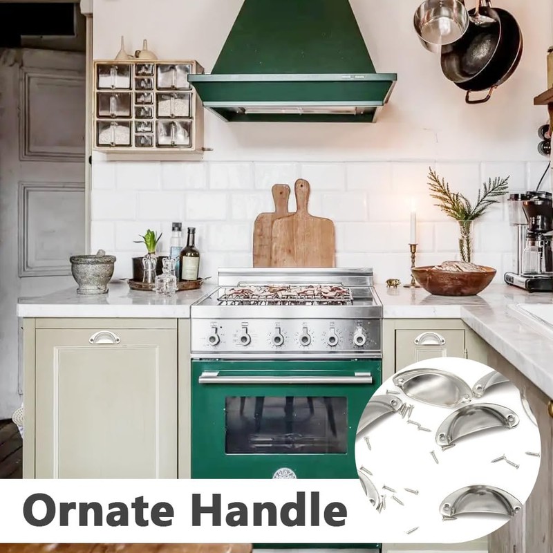 Hocansen 12 PCS Shell Cup Handles 81mm Metal Drawer Pull