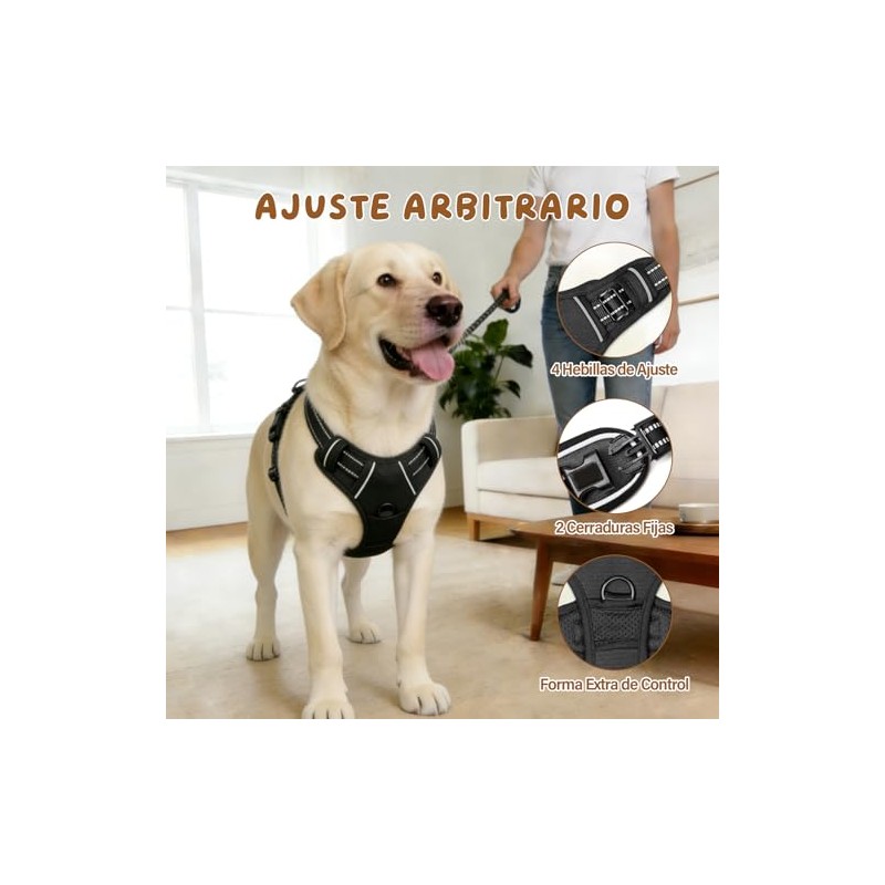 lemonsea Arnés Táctico Ajustable Antitirones para Perros con Correa 1.5m