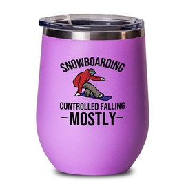 Snowboarding Pink Edition Wine Tumbler 12oz - Snowboarding - Ski Snowboard Goggles Snowboarder Skiing Snowboarding Gift Skiers Hiking Mountain