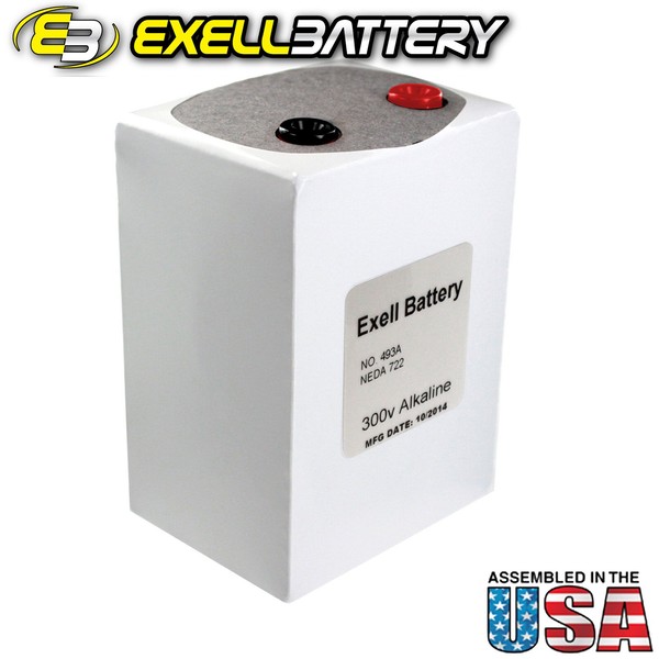 Exell Battery 493A 300V Alkaline Replaces Eveready ER493, NEDA 722