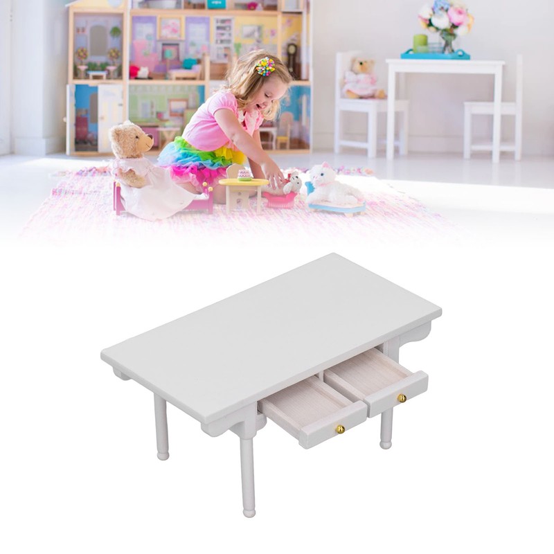 1: 12 Dollhouse Desk Wooden Modern Miniature Table Mini Writing