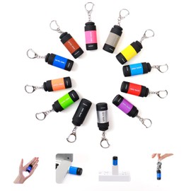 Tileon Mini Keychain Light,USB Rechargeable Keychain Flashlights 12 Pack Waterproof Small Flashlights for Emergency LED Tiny Flashlight Colorful Gift for Kids Students Family
